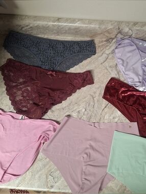 Women’s Lace & Satin Bikini Panty Pack - Pink, Burgundy, Gray, Mint, Lavender,